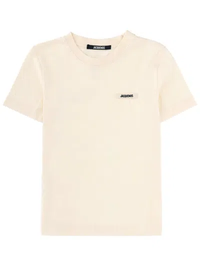 Jacquemus Grosgrain Chest Logo Cotton T-shirt In Neutral