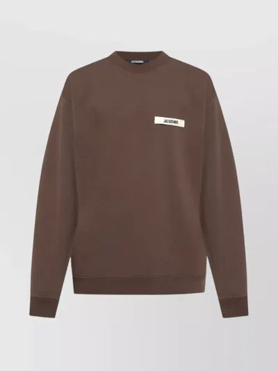 JACQUEMUS GROSGRAIN CREWNECK SWEATSHIRT LOGO APPLIQUÉ