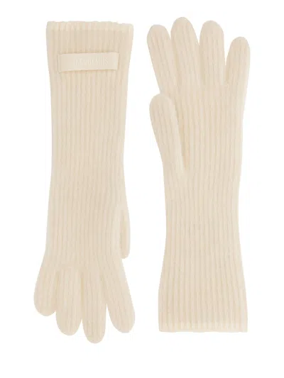 Jacquemus Alpaca Wool-blend Gloves In Ivory