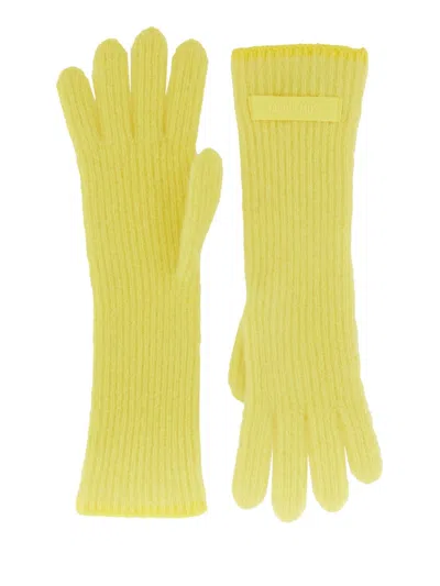 Jacquemus Grosgrain Logo Gloves In Yellow