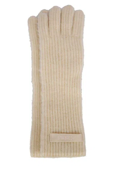 Jacquemus Grosgrain Logo Gloves In Beige