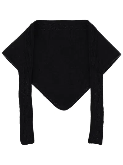 Jacquemus Knitted Logo Shawl Ribbed Texture In Black