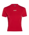 Jacquemus Crew Neck Short Sleeve Tops With Ribbed Detail In Red