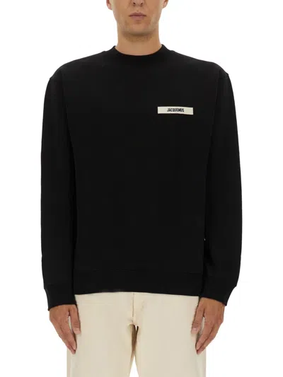 Jacquemus Relaxed Fit Long-sleeve Shirt With Minimalist Patch Detail In Black