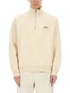 Jacquemus High Collar Half-zip Grosgrain Sweatshirt In Ivory