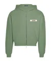 Jacquemus Le Hoodie Gros Grain Zip-up Sweatshirt In Green