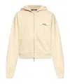 Jacquemus Grosgrain-trimmed Zippered Hoodie With Logo Detail In Nude