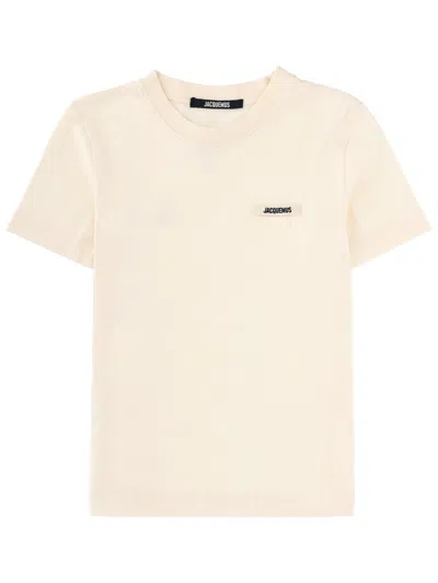 Jacquemus Womens Light Beige 2 Le T-shirt Grosgrain-logo Cotton-jersey T-shirt In Neutral