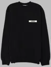 Jacquemus Mens Black Grosgrain-logo Long-sleeve Cotton T-shirt In Black