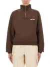 Jacquemus Grosgrain Sweatshirt With High Turtleneck In Brown