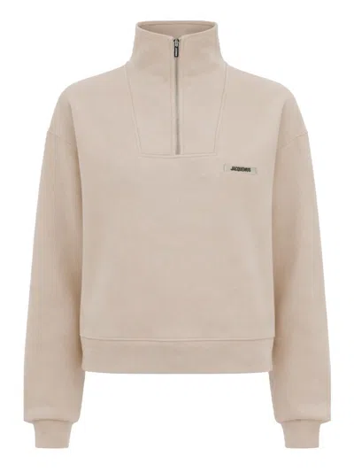 Jacquemus Grosgrain Sweatshirt With Turtleneck In Neutral