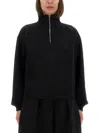 Jacquemus Grosgrain Sweatshirt With Turtleneck And Half-zip Closure In Black