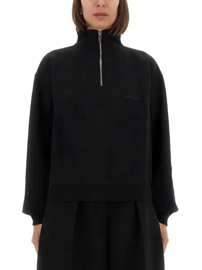 Jacquemus Grosgrain Sweatshirt With Turtleneck In Black