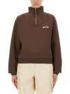 Jacquemus Grosgrain Sweatshirt With Turtleneck In Brown