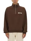 Jacquemus Grosgrain Sweatshirt With Turtleneck In Brown