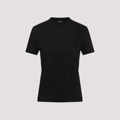 Jacquemus Womens Black Le T-shirt Grosgrain-logo Cotton-jersey T-shirt