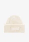 Jacquemus Grosgrain Wool Beanie In White