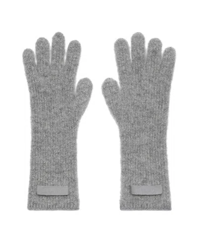 Jacquemus Grosgrain Wool Gloves In Gray