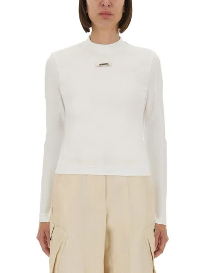 JACQUEMUS GROSGRAIN-LOGO LONG-SLEEVE COTTON T-SHIRT
