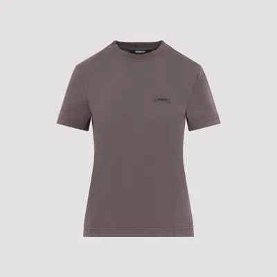 Jacquemus Grosgrain-trim Cotton T-shirt In Brown