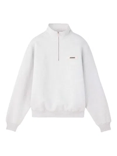 Jacquemus Half-zip Pullover Sweatshirt In Gray