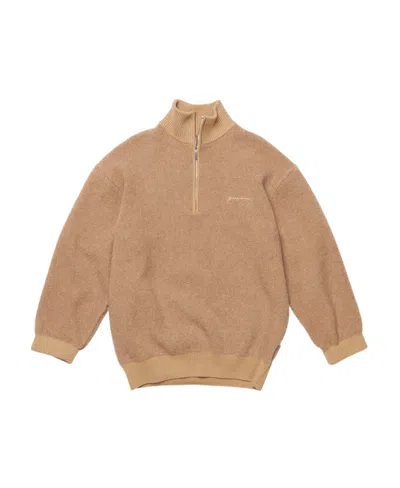 Jacquemus Half-zip Roll-neck Jumper In Nude