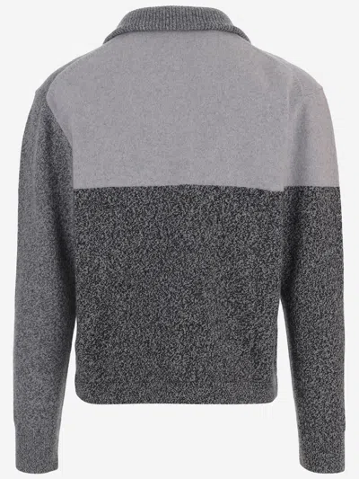 Jacquemus Half-zip Merino Wool And Cashmere Sweater In Gray