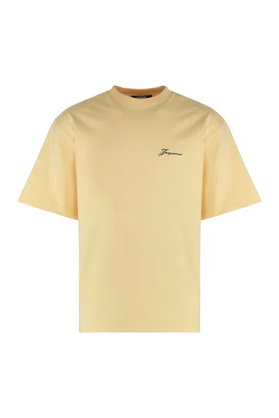 Jacquemus Yellow T-shirt With Logo On The Front And Print On The Back In Multicolor