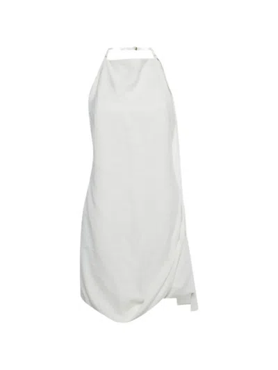Pre-owned Jacquemus Halterneck Draped Mini Dress In White