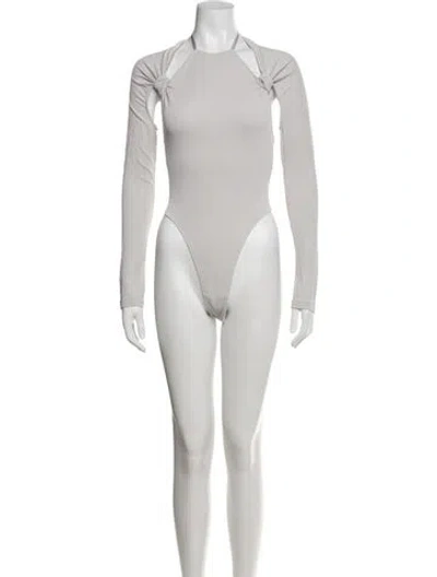 Pre-owned Jacquemus Halterneck Long Sleeve Bodysuit In Neutrals