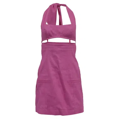 Jacquemus Halterneck Mini Dress In Pink Polyamide