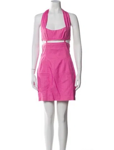 Pre-owned Jacquemus Halterneck Mini Dress In Pink