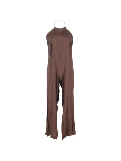 Pre-owned Jacquemus Halterneck Pleated Jumpsuit In Brown