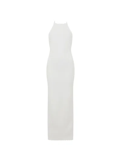 Jacquemus Halterneck Ribbed Dress In Neutral