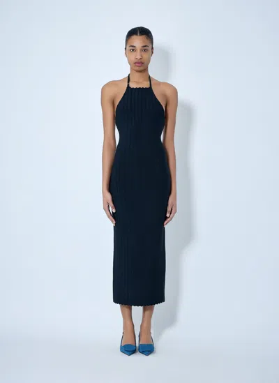 Jacquemus Halterneck Ribbed Knit Dress In Black