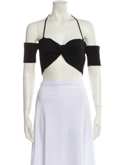 Pre-owned Jacquemus Halterneck Short Sleeve Crop Top In Black