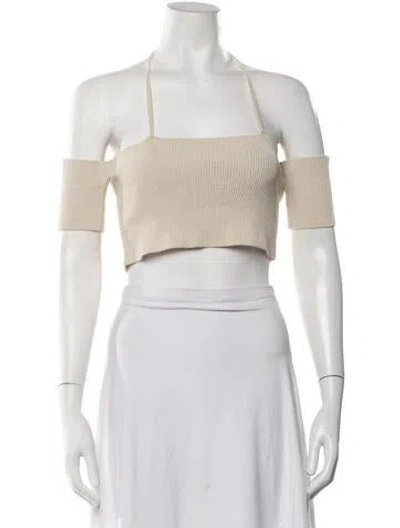 Pre-owned Jacquemus Halterneck Short Sleeve Crop Top In Neutrals
