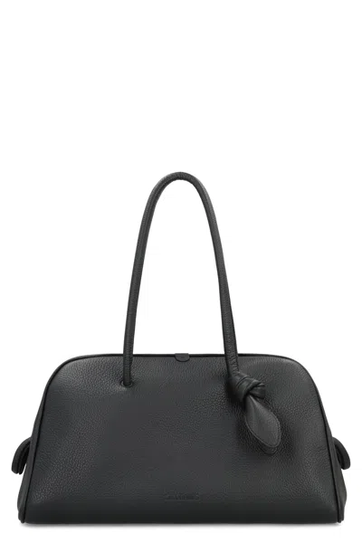 Jacquemus Hammered Calf Leather Shoulder Bag In Black