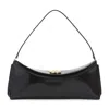Jacquemus Curved Gold Handle Shoulder Bag In Black