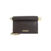 Jacquemus Rectangular Leather Clutch And Chain Strap In Black