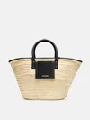 Jacquemus 'le Panier Soli' Black Handbag With Logo Lettering On The Front And All-over Interwoven Motif In Black