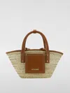 Jacquemus The Small Soli Basket In Brown Leather And Straw In Brown