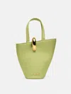 Jacquemus Le Petit Bambola Leather Bucket Bag In Green