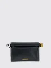 Jacquemus Rectangular Lamb Leather Clutch With Rolled Handle In Black
