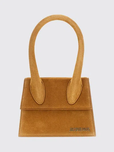 Jacquemus Trapezoidal Leather Shoulder Bag With Magnetic Flap Closure In Brown