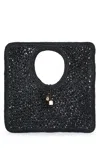 Jacquemus Carre Spiaggia Embellished Braided Raffia Tote In Black