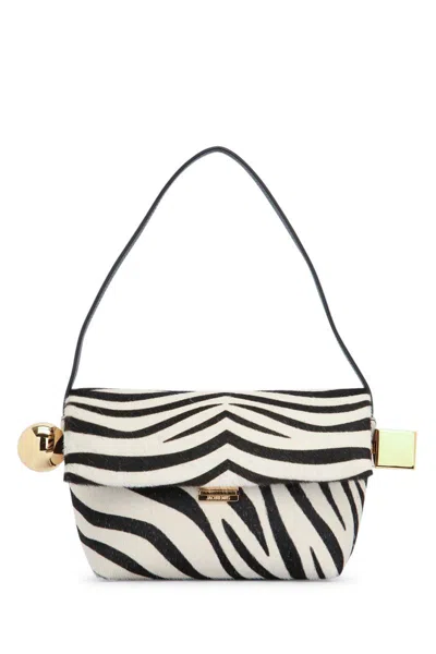 Jacquemus Womens Black And White Zebra Le Rond Carré Zebra-printed Leather Shoulder Bag