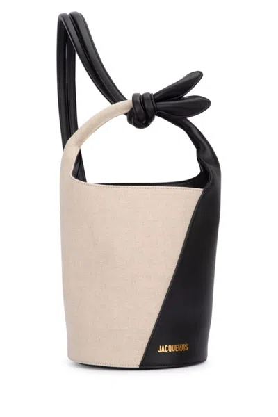 Jacquemus Blackwhite Le Petit Tourni Bucket Bag In Blacklightgreige