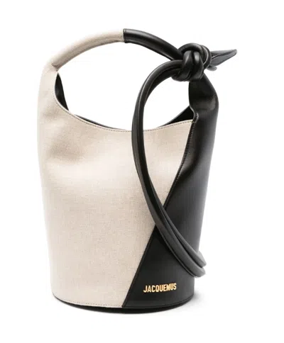 Jacquemus Blackwhite Le Petit Tourni Bucket Bag In Blacklightgreige