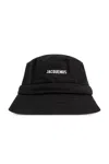 Jacquemus Mens Black Le Bob Gadjo Metallic-plaque Cotton Bucket Hat In Black
